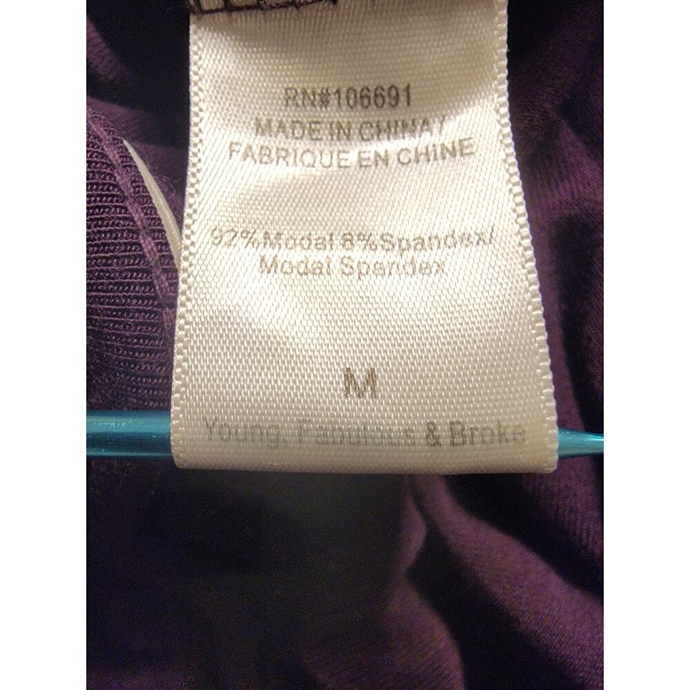 Young Fabulous Broke Jumpsuit SZ M Scoop Neck Wide Leg Slinky Sleeveless Plum - Picture 12 of 13